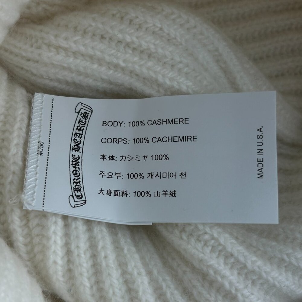 Chrome Hearts White & Black Cross Logo Cashmere Beanie - Picture 3 of 5